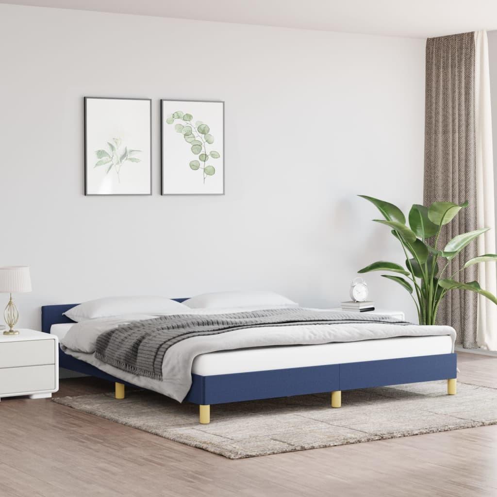 Sengeramme med hovedgærde uden madras Blå 180x200 cm Stof