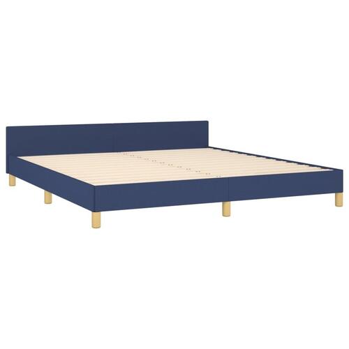 Sengeramme med hovedgærde uden madras Blå 180x200 cm Stof