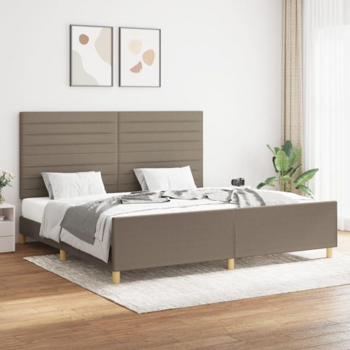 Sengeramme med justerbar sengegavl 200x200 cm - stof, gråbrun