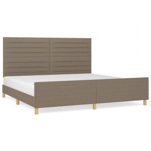 Sengeramme med justerbar sengegavl 200x200 cm - stof, gråbrun
