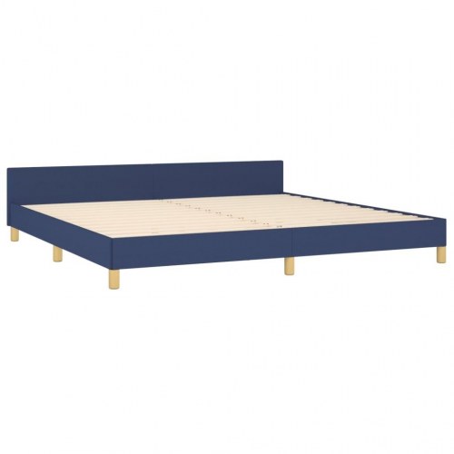 Sengeramme med sengegavl 200x200 cm - stof, blå
