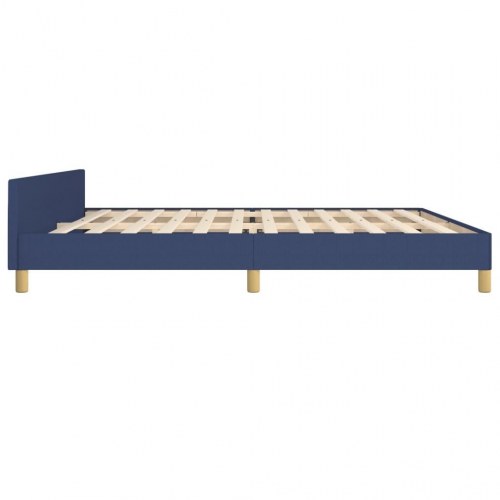 Sengeramme med sengegavl 200x200 cm - stof, blå
