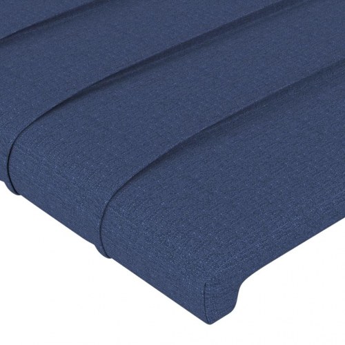 Sengeramme med sengegavl 200x200 cm - stof, blå