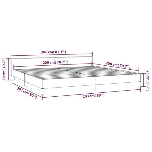 Sengeramme med sengegavl 200x200 cm stof gråbrun