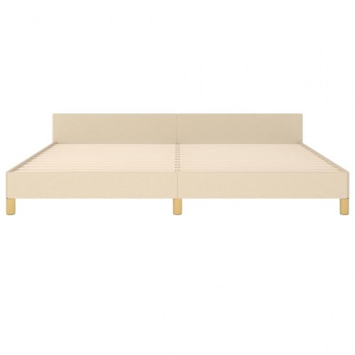 Sengeramme med sengegavl 200x200 cm - stof, cremefarvet