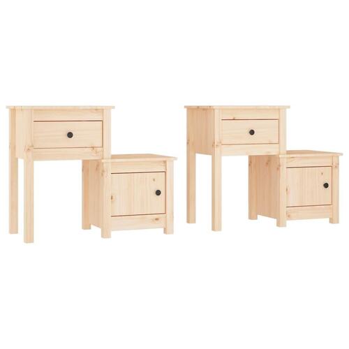 Sengeborde 2 stk. 79,5x38x65,5 cm massivt fyrretræ