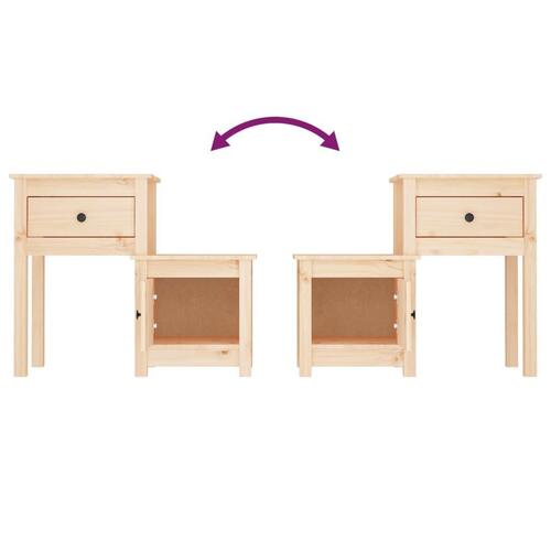 Sengeborde 2 stk. 79,5x38x65,5 cm massivt fyrretræ