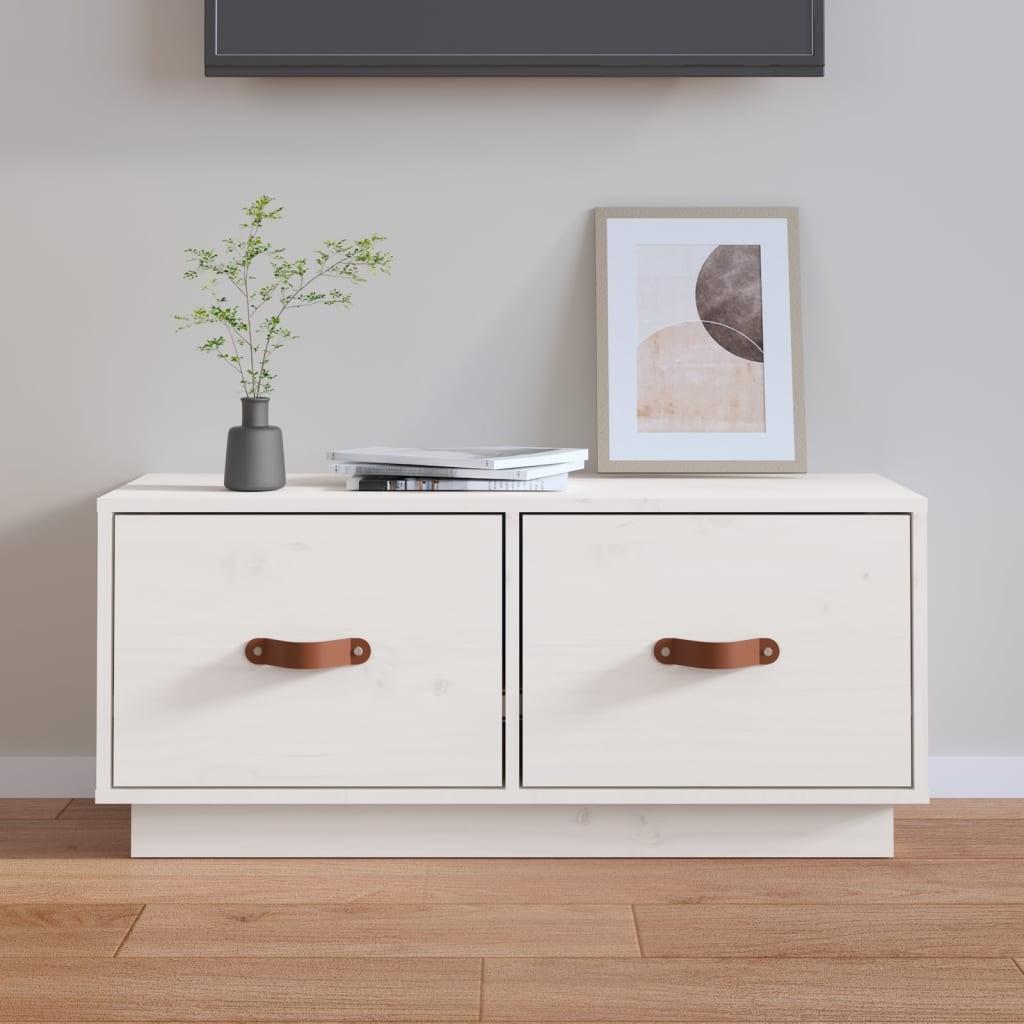 Tv-bord 80x34x35 cm massivt fyrretræ hvid