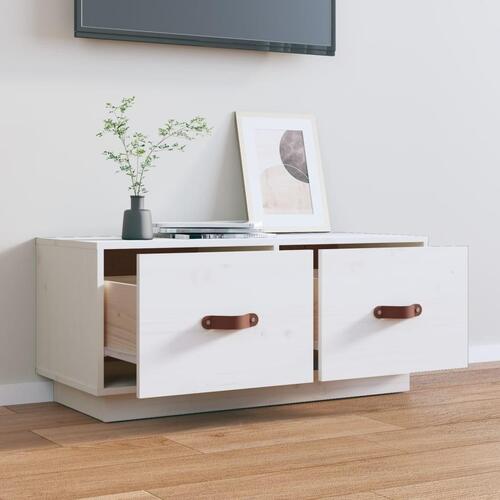 Tv-bord 80x34x35 cm massivt fyrretræ hvid