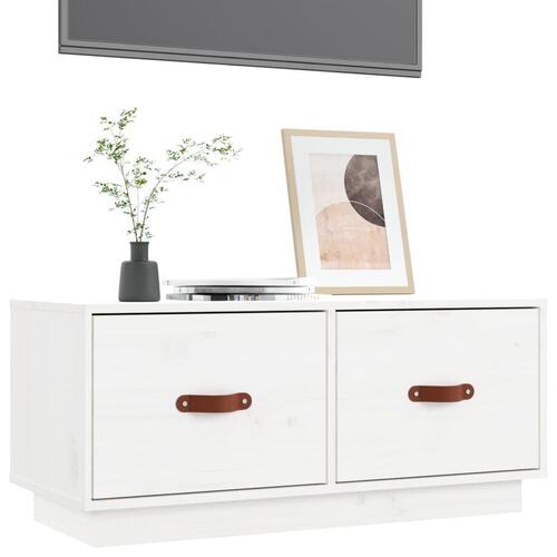Tv-bord 80x34x35 cm massivt fyrretræ hvid