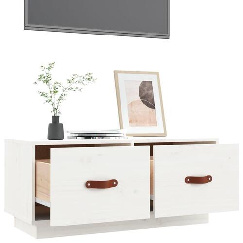 Tv-bord 80x34x35 cm massivt fyrretræ hvid