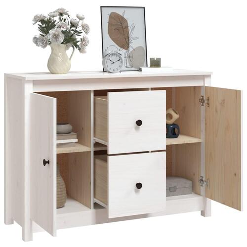 Skænk 100x35x74 cm massivt fyrretræ hvid