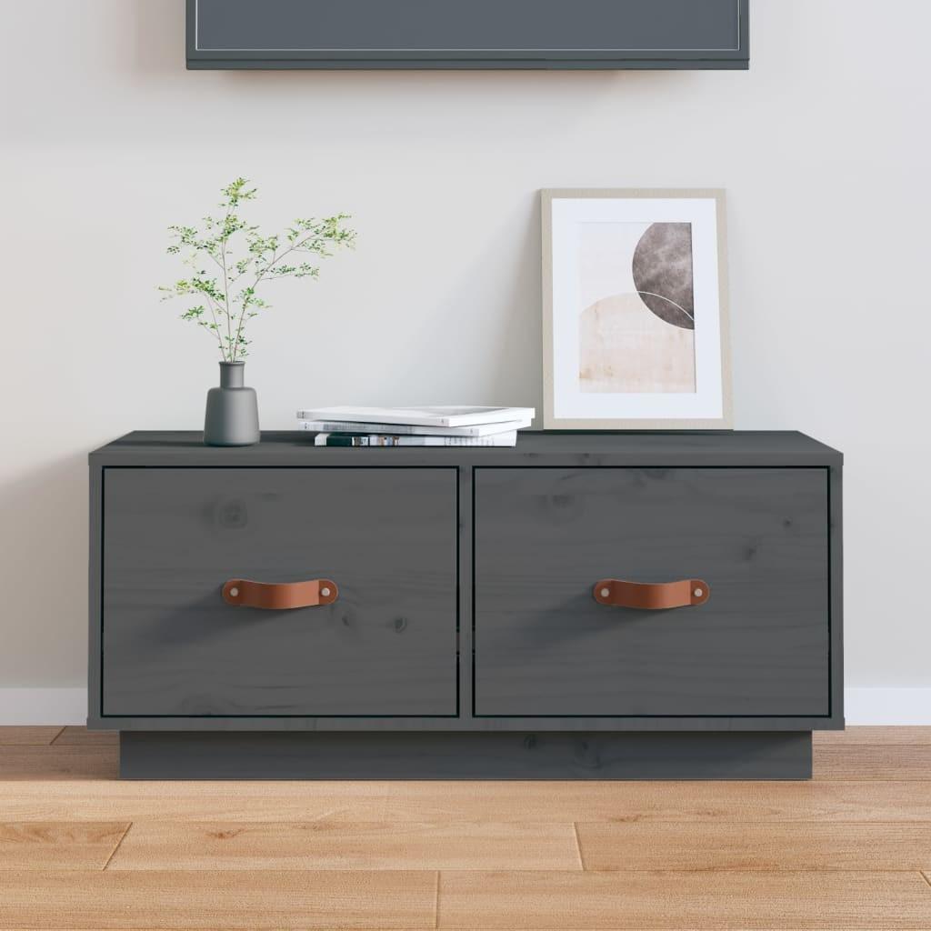 Tv-bord 80x34x35 cm massivt fyrretræ grå