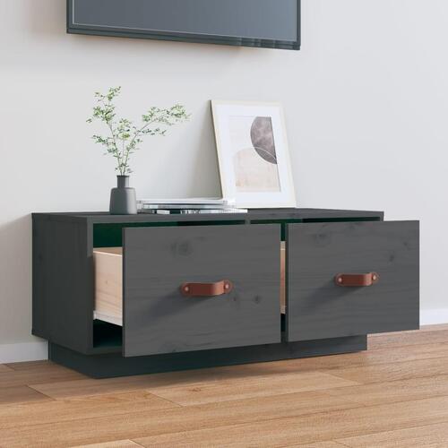 Tv-bord 80x34x35 cm massivt fyrretræ grå