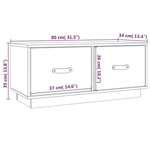 Tv-bord 80x34x35 cm massivt fyrretræ grå