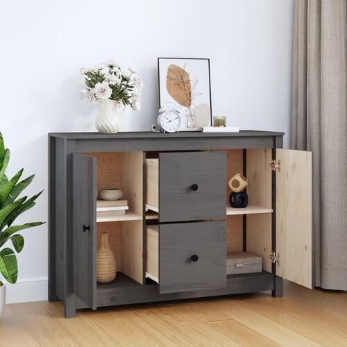 Skænk 100x35x74 cm massivt fyrretræ grå