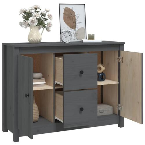 Skænk 100x35x74 cm massivt fyrretræ grå