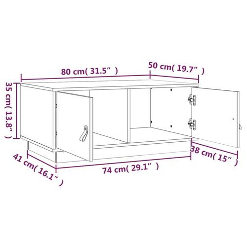 Sofabord 80x50x35 cm massivt fyrretræ