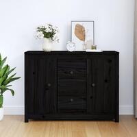 Skænk 100x35x74 cm massivt fyrretræ sort