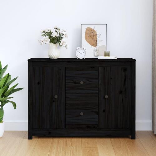 Skænk 100x35x74 cm massivt fyrretræ sort
