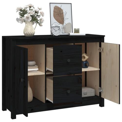 Skænk 100x35x74 cm massivt fyrretræ sort