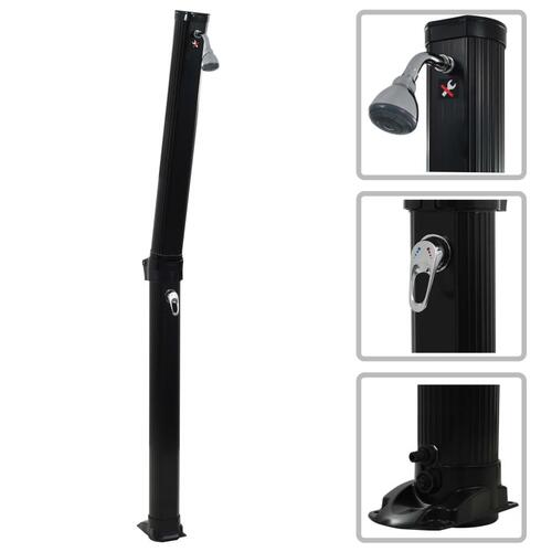 Solopvarmet bruser foldbar 214 cm 23 l sort