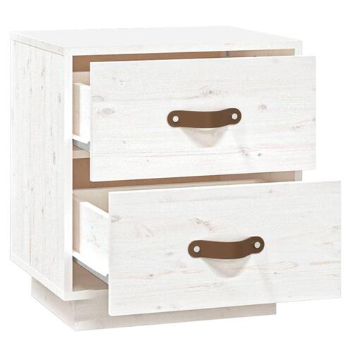 Sengebord 40x34x45 cm massivt fyrretræ hvid