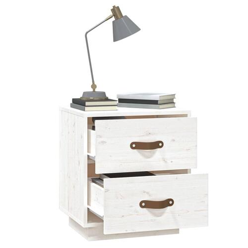 Sengeborde 2 stk. 40x34x45 cm massivt fyrretræ hvid