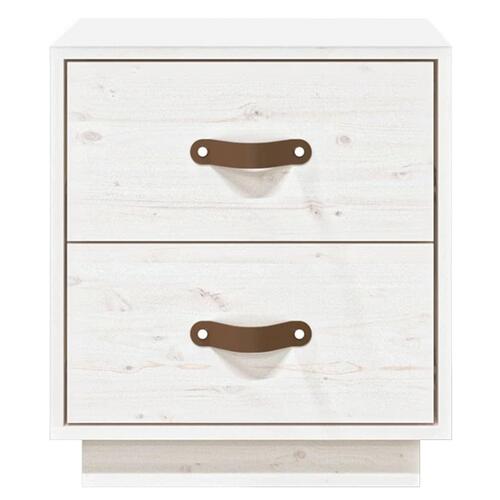 Sengeborde 2 stk. 40x34x45 cm massivt fyrretræ hvid