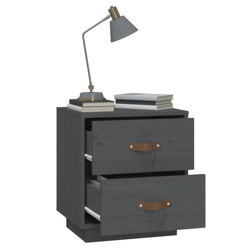 Sengeborde 2 stk. 40x34x45 cm massivt fyrretræ grå