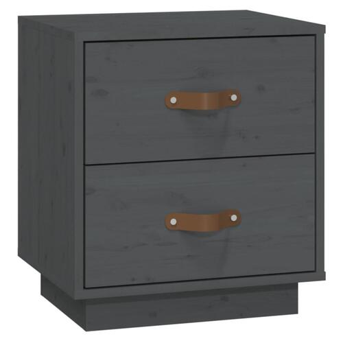 Sengeborde 2 stk. 40x34x45 cm massivt fyrretræ grå