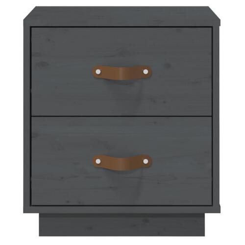 Sengeborde 2 stk. 40x34x45 cm massivt fyrretræ grå