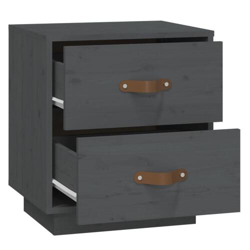 Sengeborde 2 stk. 40x34x45 cm massivt fyrretræ grå
