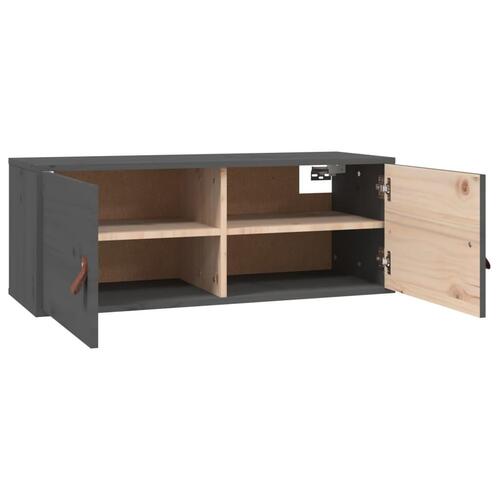 Vægskabe 2 stk. 80x30x30 cm massivt fyrretræ grå