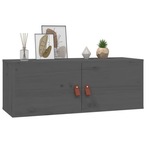 Vægskabe 2 stk. 80x30x30 cm massivt fyrretræ grå