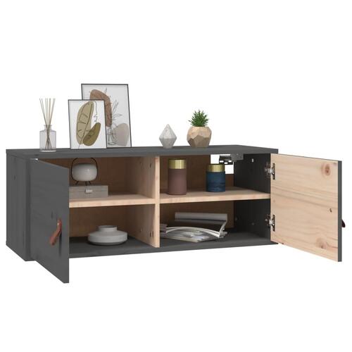 Vægskabe 2 stk. 80x30x30 cm massivt fyrretræ grå
