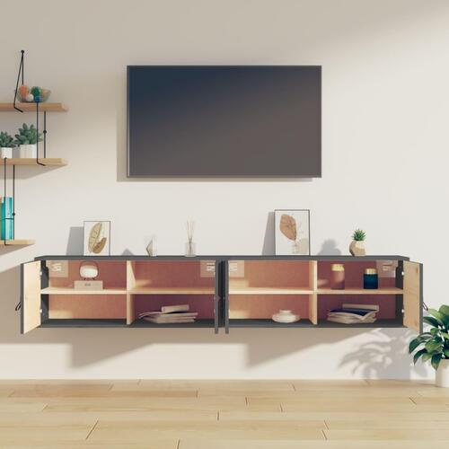 Vægskabe 2 stk. 80x30x30 cm massivt fyrretræ grå