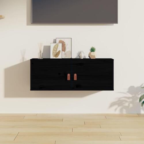 Vægskab 80x30x30 cm massivt fyrretræ sort