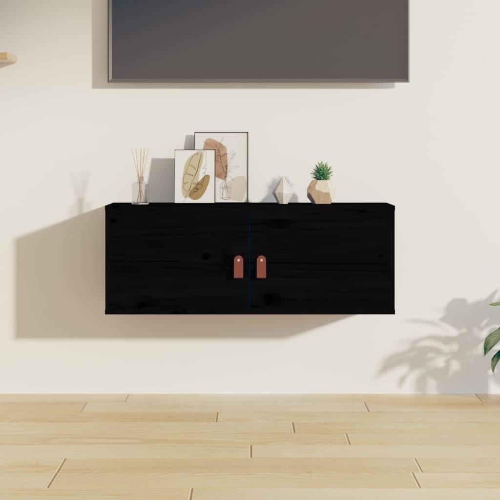 Vægskab 80x30x30 cm massivt fyrretræ sort