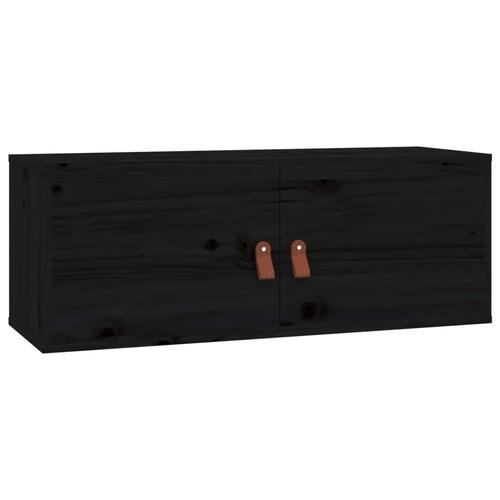 Vægskab 80x30x30 cm massivt fyrretræ sort