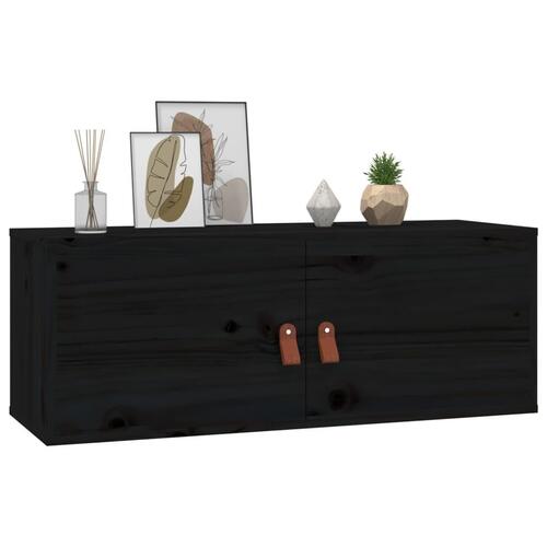 Vægskab 80x30x30 cm massivt fyrretræ sort