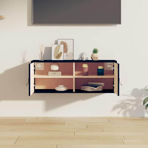 Vægskab 80x30x30 cm massivt fyrretræ sort