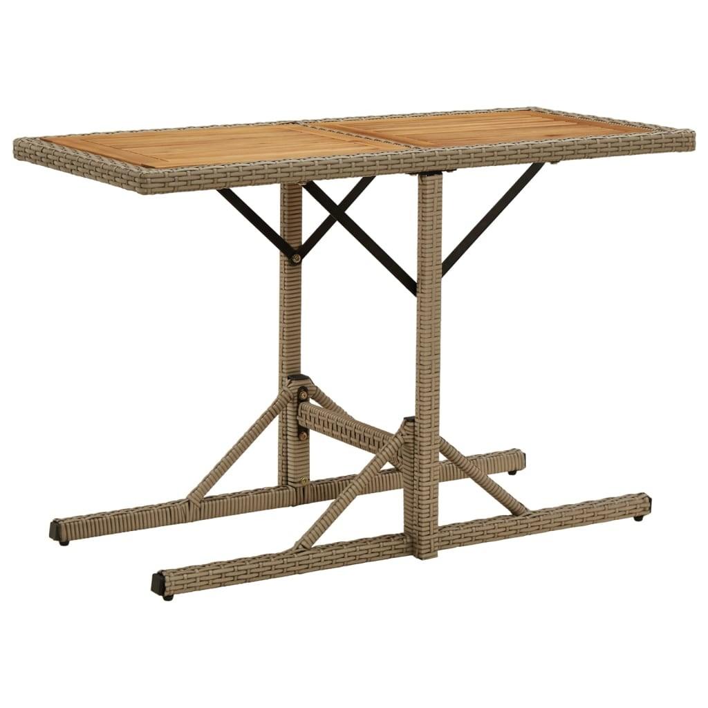 Havebord massivt akacietræ og polyrattan beige