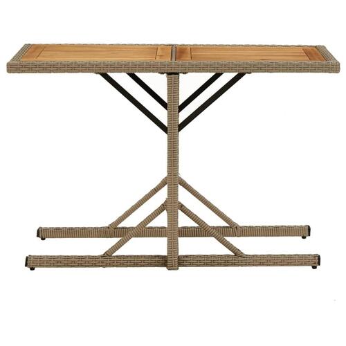 Havebord massivt akacietræ og polyrattan beige