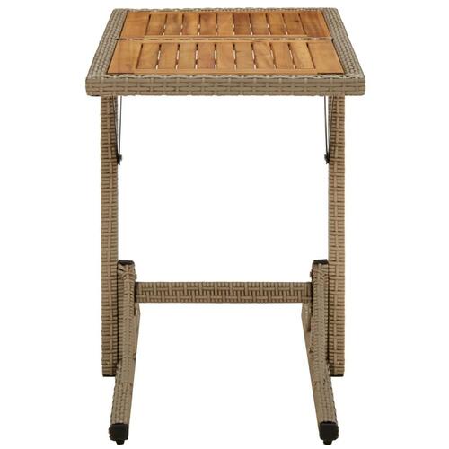 Havebord massivt akacietræ og polyrattan beige