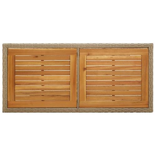 Havebord massivt akacietræ og polyrattan beige