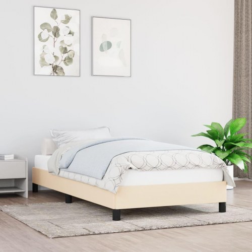 Sengeramme i stof 90x190 cm - cremefarvet, uden madras