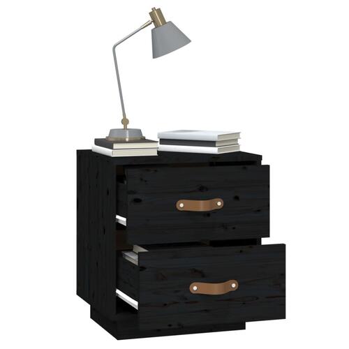 Sengebord 40x34x45 cm massivt fyrretræ sort