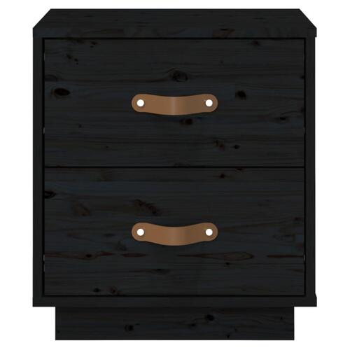 Sengebord 40x34x45 cm massivt fyrretræ sort