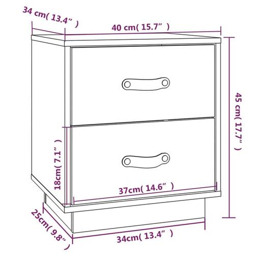 Sengebord 40x34x45 cm massivt fyrretræ sort
